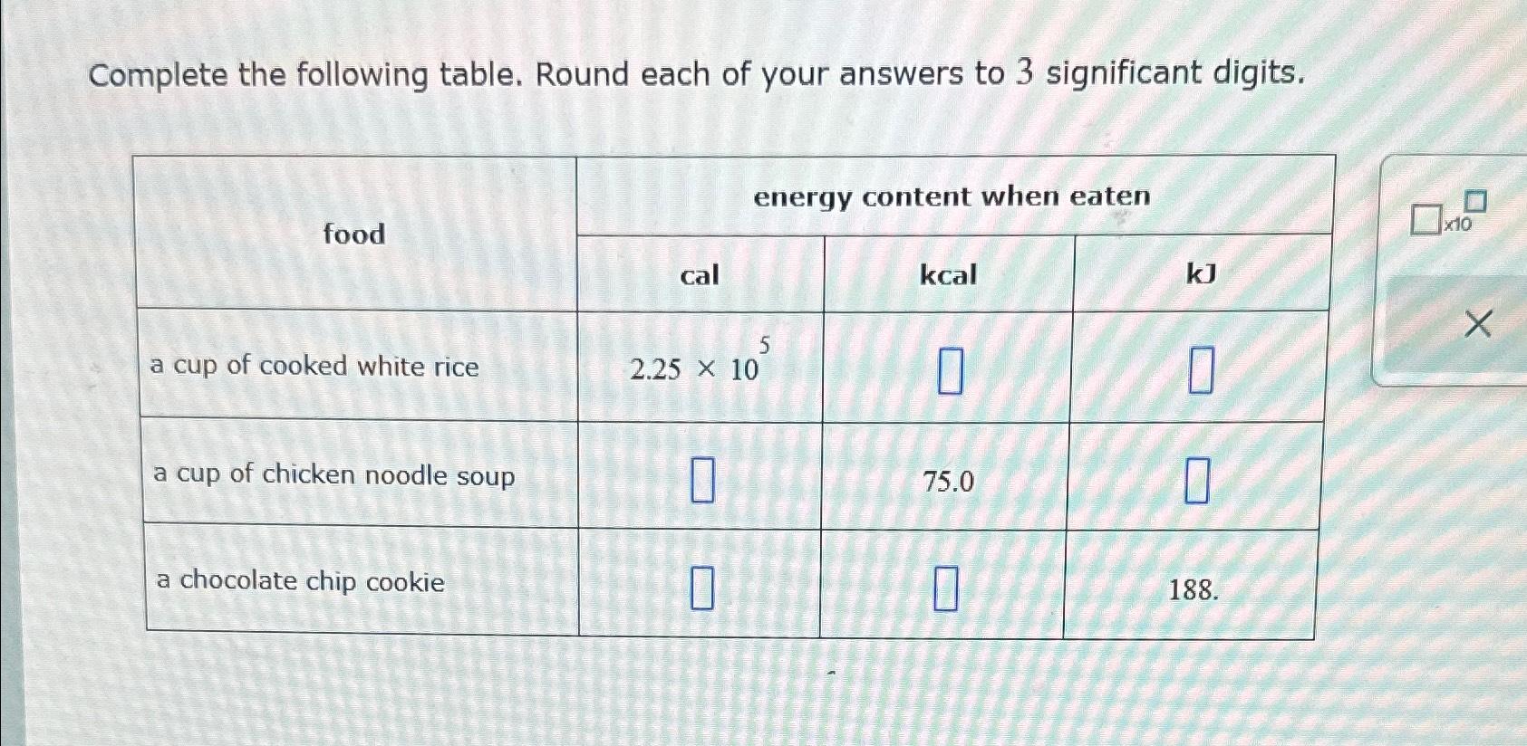 Solved Complete the following table. Round each of your | Chegg.com