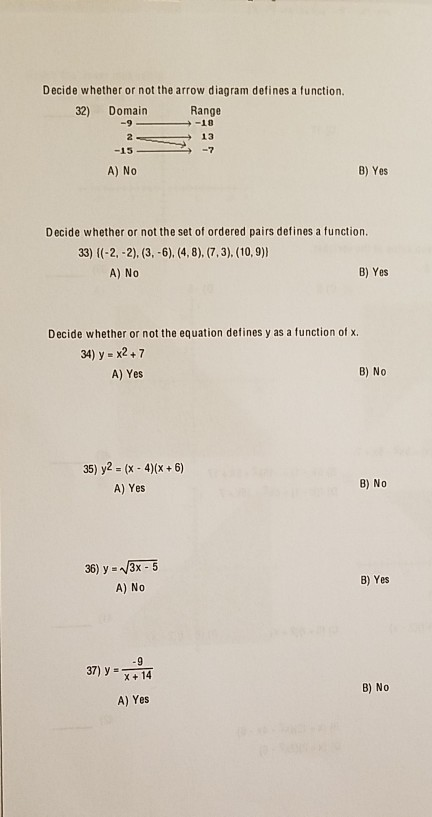Solved Decide whether or not the arrow diagram defines a | Chegg.com