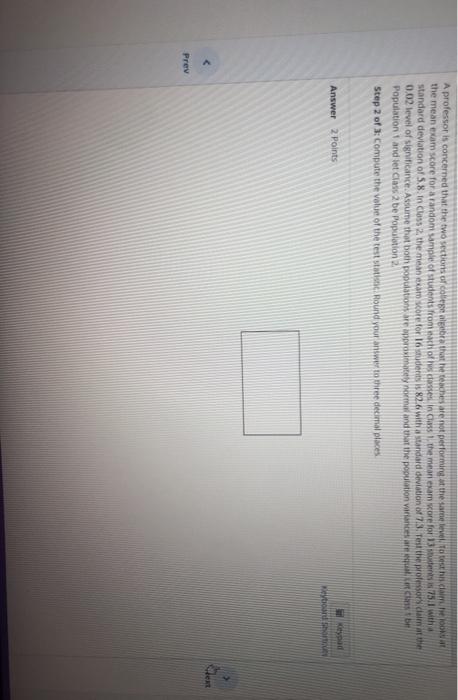 Solved A professor is concerned that the two sections of | Chegg.com