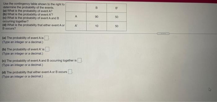 Solved B B Use The Contingency Table Shown To The Right To | Chegg.com