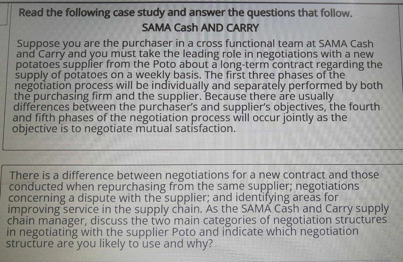 Solved Read the following case study and answer the | Chegg.com