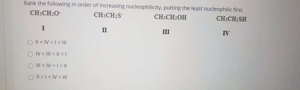 Solved Rank the following in order of increasing | Chegg.com