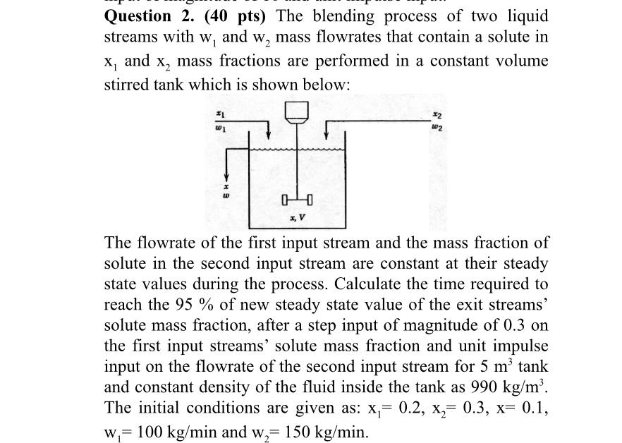 Solved Question 2. (40 ﻿pts) ﻿The Blending Process Of Two | Chegg.com