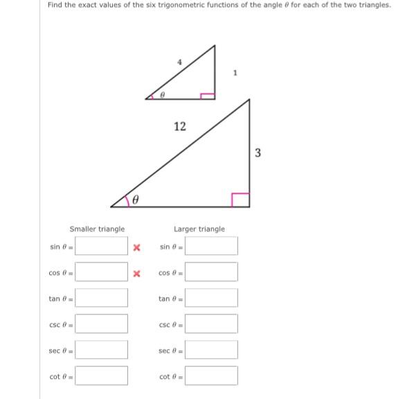 Solved Find the exact values of the six trigonometric | Chegg.com