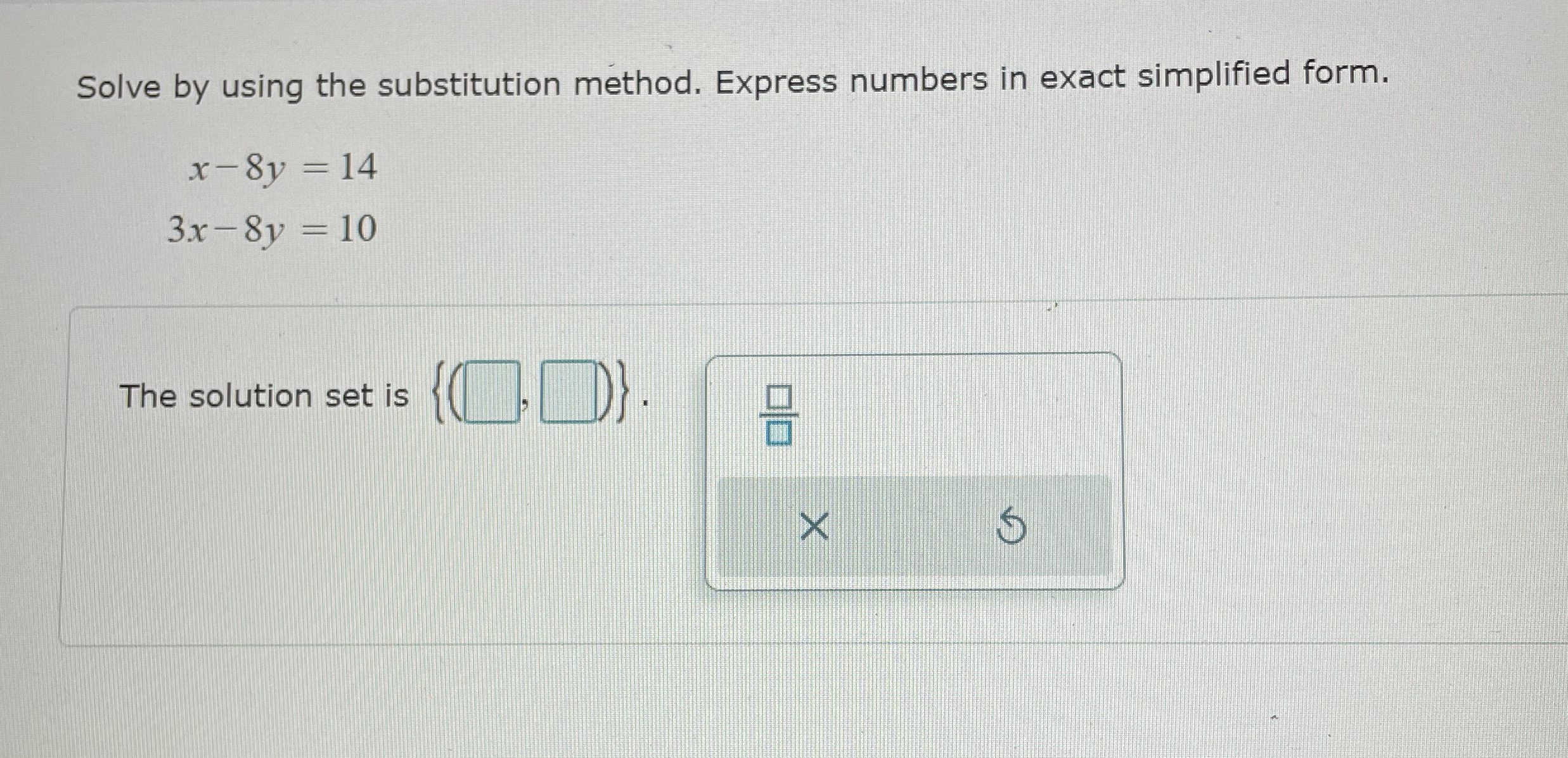 Solved Solve by using the substitution method. Express | Chegg.com