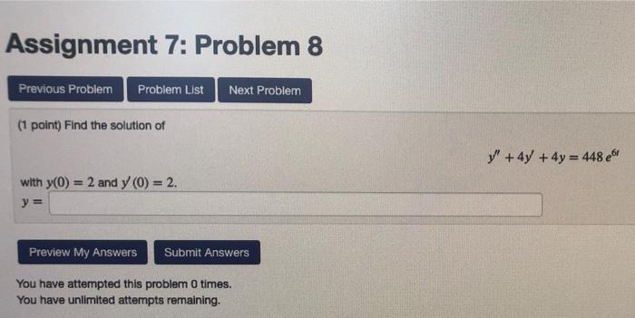 Solved Assignment 7: Problem 8 Previous Problem Problem List | Chegg.com