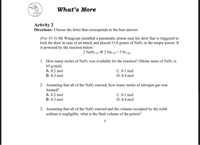 Solved What's More Activity 2 Directions: Choose The Letter | Chegg.com