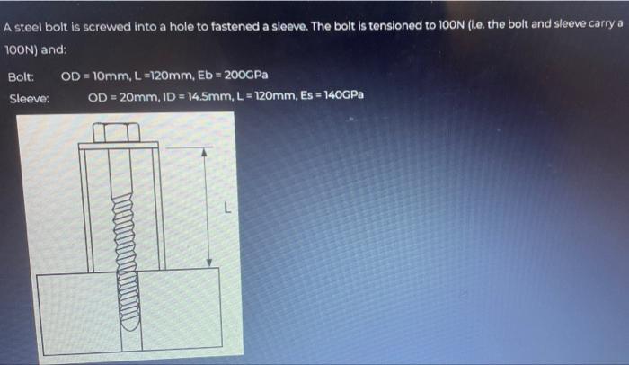 Solved A Steel Bolt Is Screwed Into A Hole To Fastened A | Chegg.com