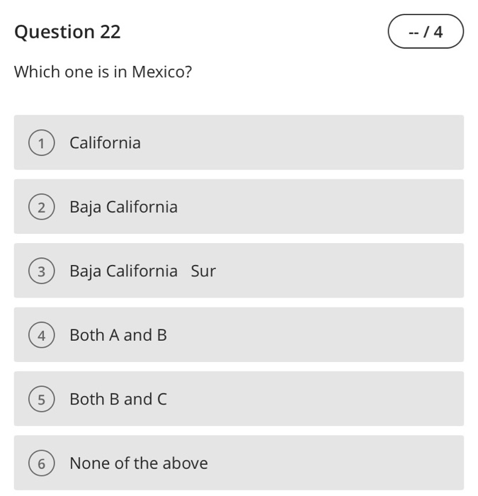 Solved Question 22 -- / 4 Which One Is In Mexico? 1 | Chegg.com