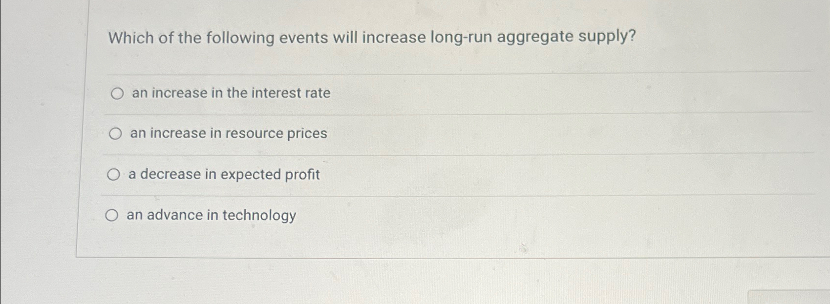 Solved Which of the following events will increase long-run | Chegg.com
