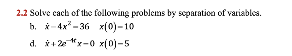 Solved 2.2 ﻿Solve each of the following problems by | Chegg.com