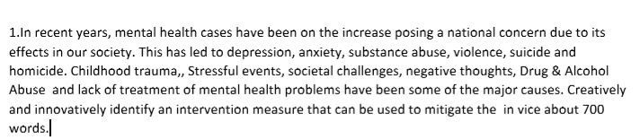 Solved 1.In recent years, mental health cases have been on | Chegg.com