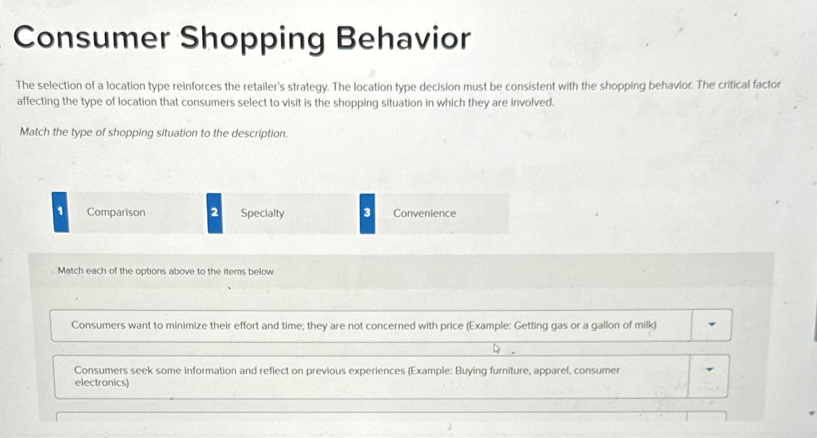 Solved Consumer Shopping Behavior | Chegg.com