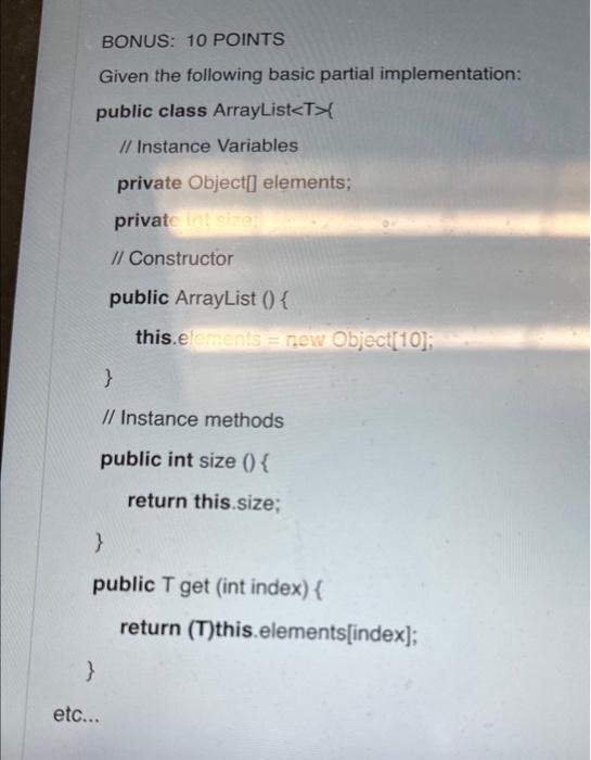 Solved BONUS: 10 POINTS Given the following basic partial | Chegg.com