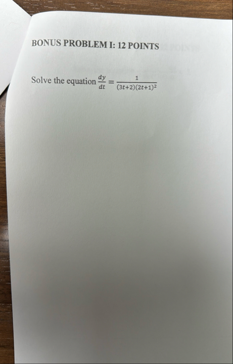 Solved BONUS PROBLEM I: 12 ﻿POINTSSolve the equation | Chegg.com