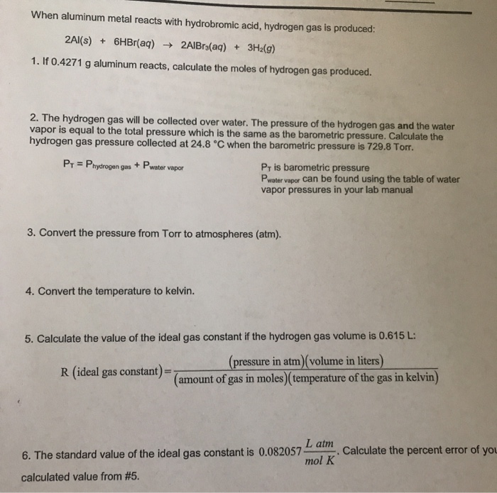 Solved When aluminum metal reacts with hydrobromic acid,