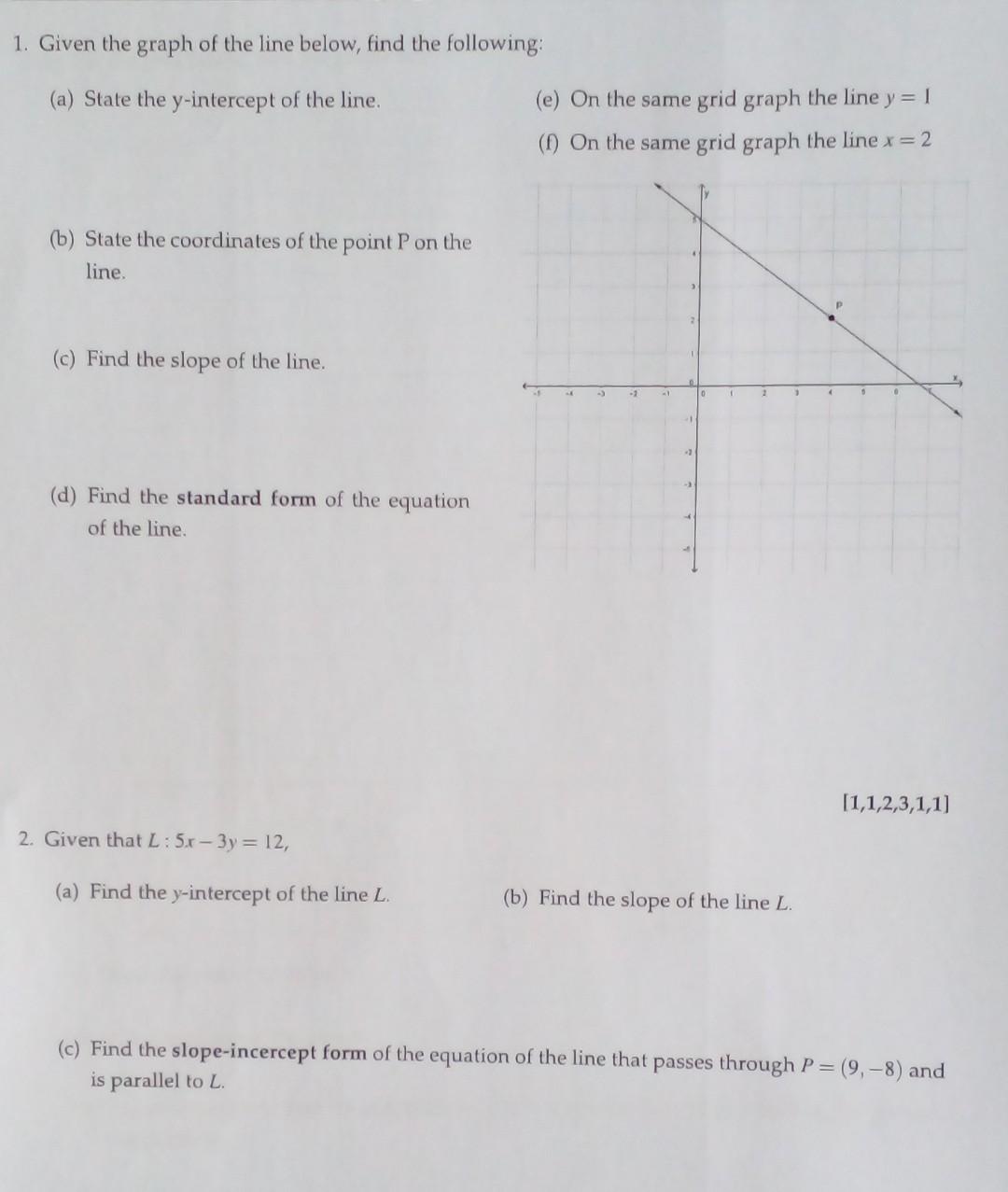 solved-1-given-the-graph-of-the-line-below-find-the-chegg