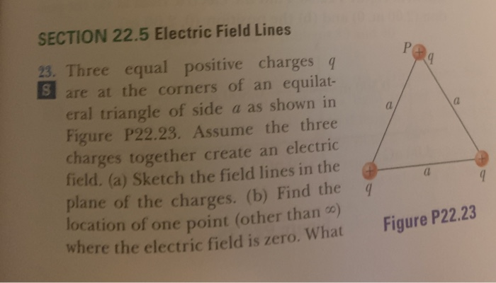 Solved SECTION 22.5 Electric Field Lines Р 9 23. Three equal | Chegg.com