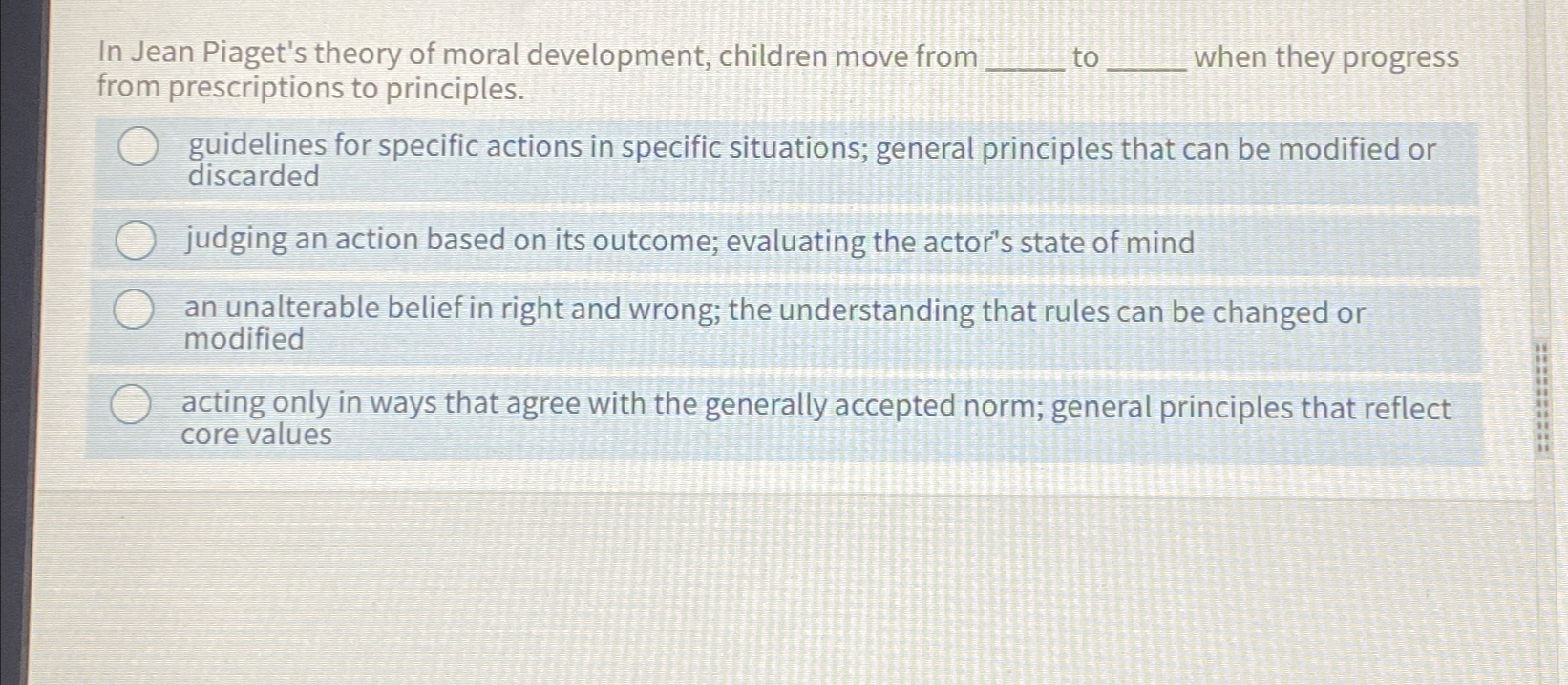 Jean piaget theory of moral outlet development