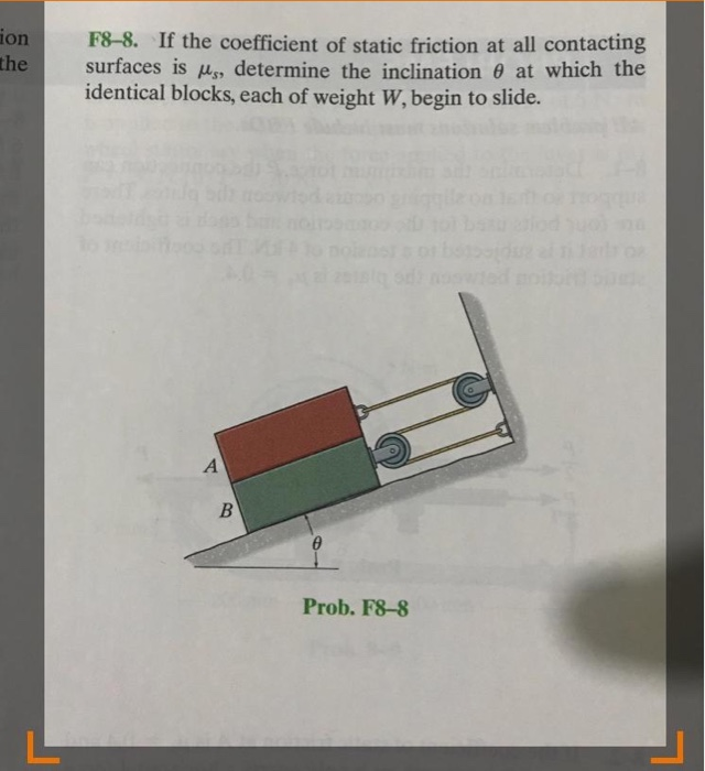 Solved tion the F8-8. If the coefficient of static friction | Chegg.com