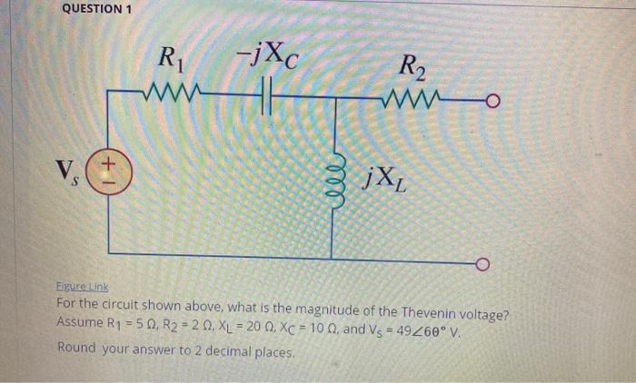 Solved QUESTION 1 R -jXc win HH R2 V. (+ 3 jXL Figure Link | Chegg.com
