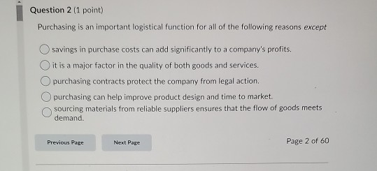 Point Purchasing Budget Function Solved Question 2 (1 point) Purchasing is an important | Chegg.com