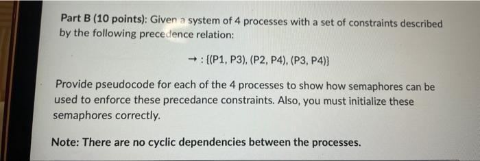 Solved Part A ( 10 points): Given a system of 4 processes | Chegg.com