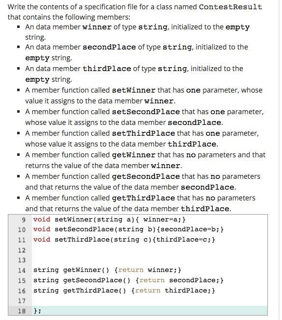 Solved Write the contents of a specification file for a | Chegg.com