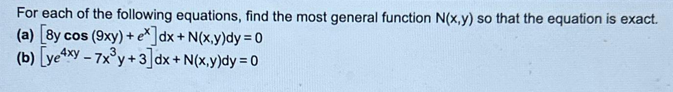 Solved For each of the following equations, find the most | Chegg.com