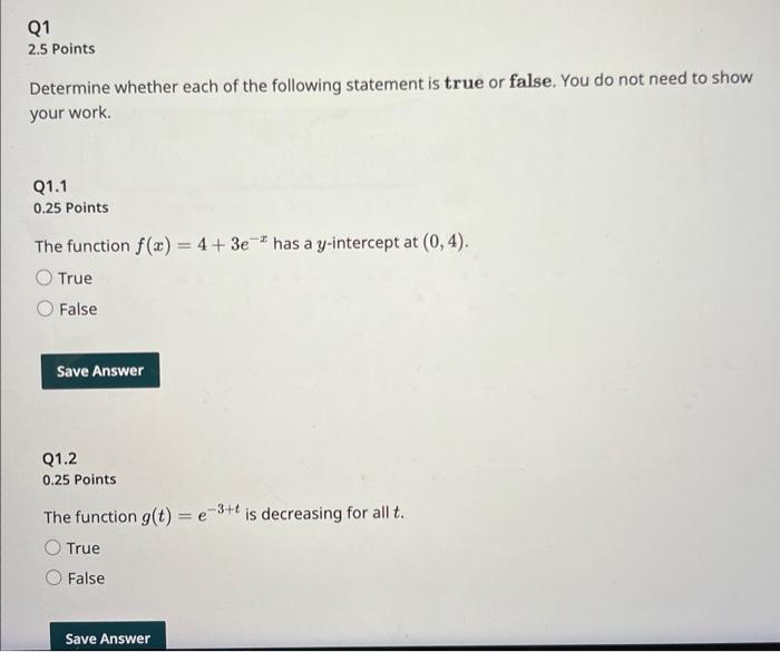 Solved 2.5 Points Determine whether each of the following | Chegg.com