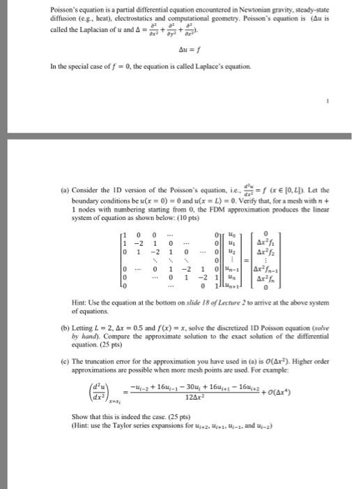 Poisson S Equation Is A Partial Differential Equat Chegg Com