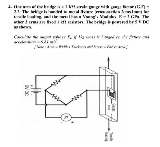 Solved 4. One Arm Of The Bridge Is A 1 K.12 Strain Gauge | Chegg.com