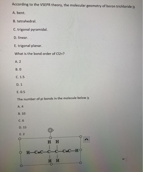 Solved According To The VSEPR Theory, The Molecular Geometry | Chegg.com