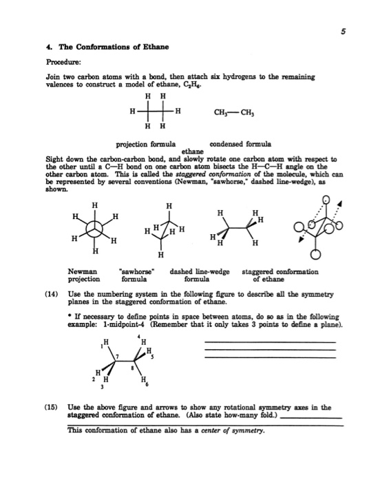 Solved 5 4. The Conformations of Ethane Procedure: Join two | Chegg.com