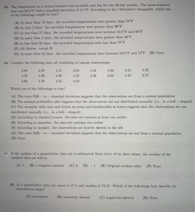 Solved 23. The temperature in a certain location was | Chegg.com
