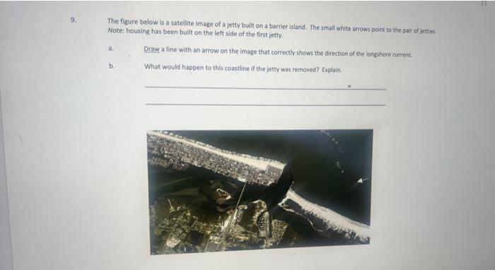 Solved The figure below is a satellite image of a jetty | Chegg.com