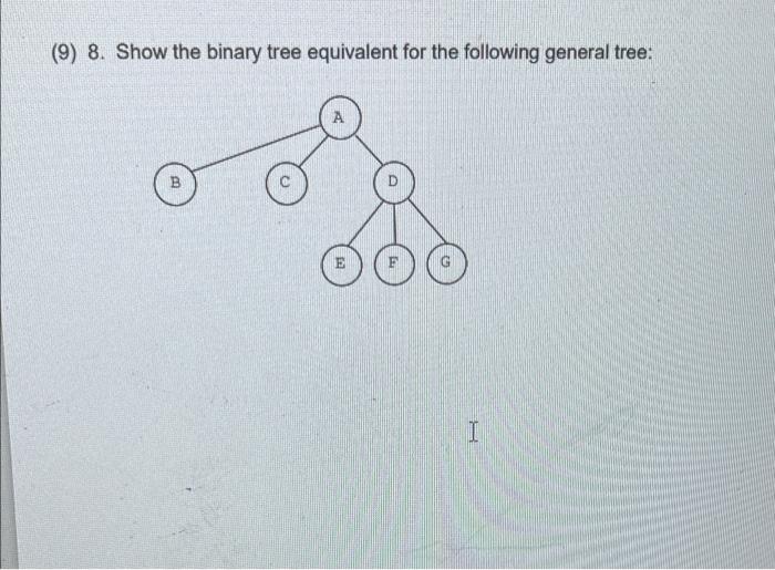 Solved (9) 8. Show the binary tree equivalent for the | Chegg.com