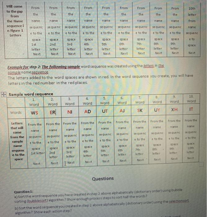 Solved Steps to create a word sequence Everyone needs to