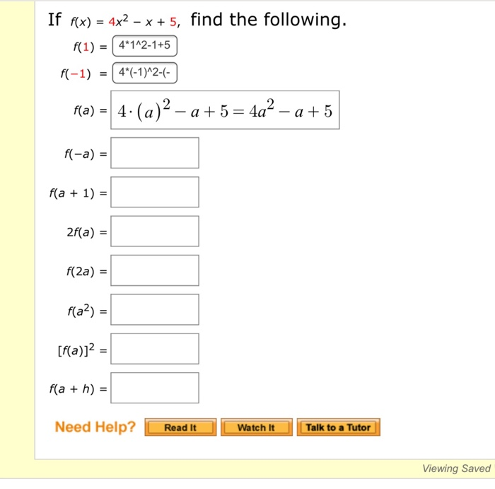 If F X 4x2 X 5 Find The Following F 1 Chegg Com