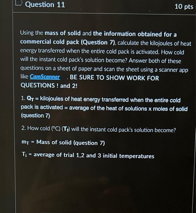 Using the mass of solid and the information obtained