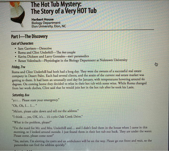 the hot tub mystery case study quizlet