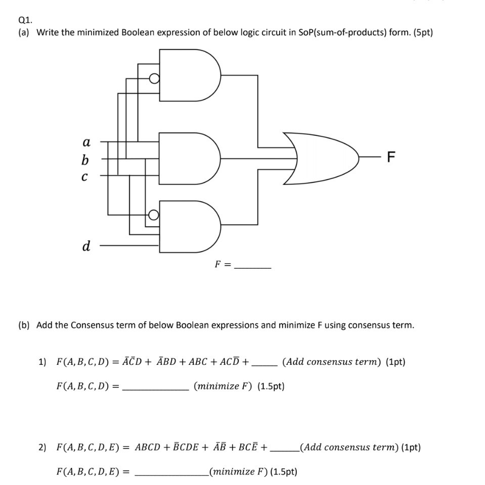 Solved Q1.(a) ﻿Write the minimized Boolean expression of | Chegg.com