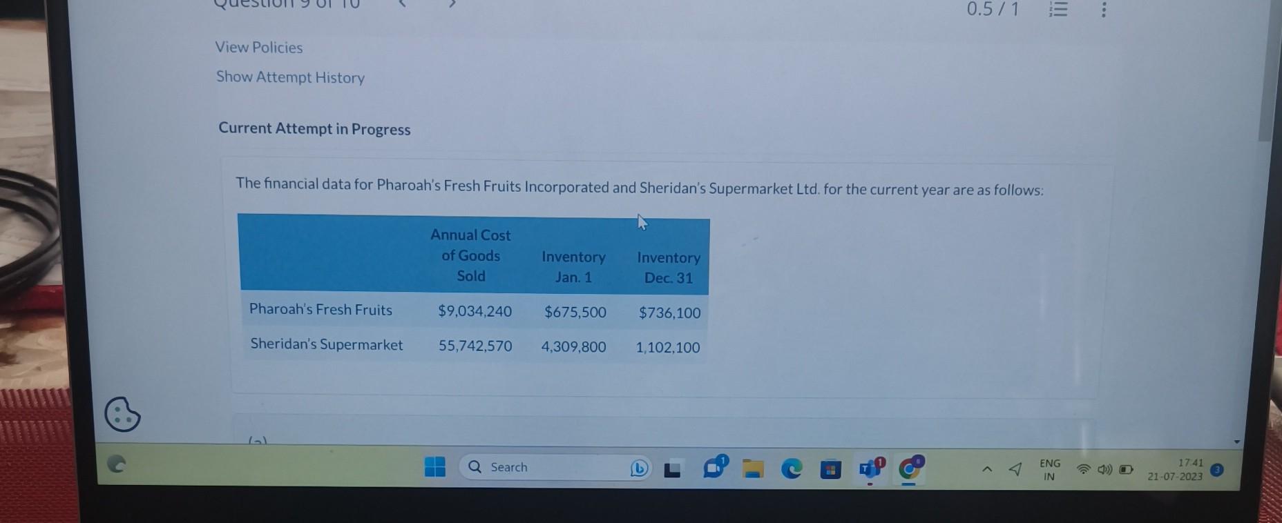 Solved tab caps lock shift (b) Calculate the days to sell