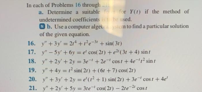 Solved In each of Problems 16 through a. Determine a | Chegg.com