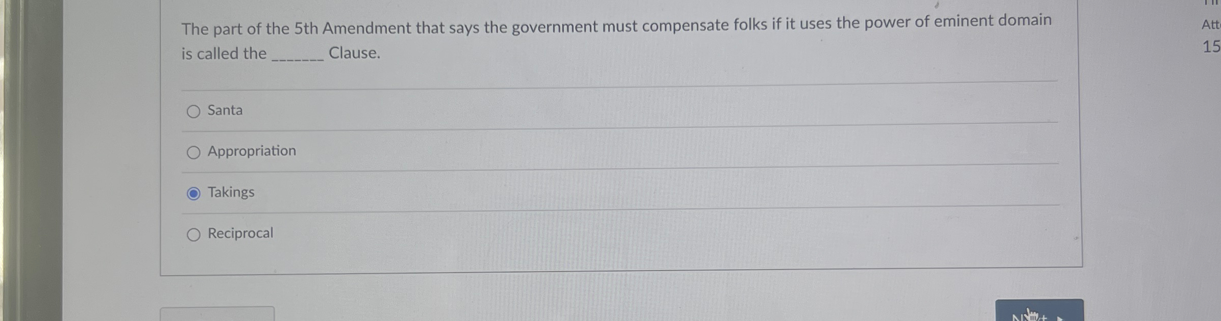 Solved The part of the 5 ﻿th Amendment that says the | Chegg.com