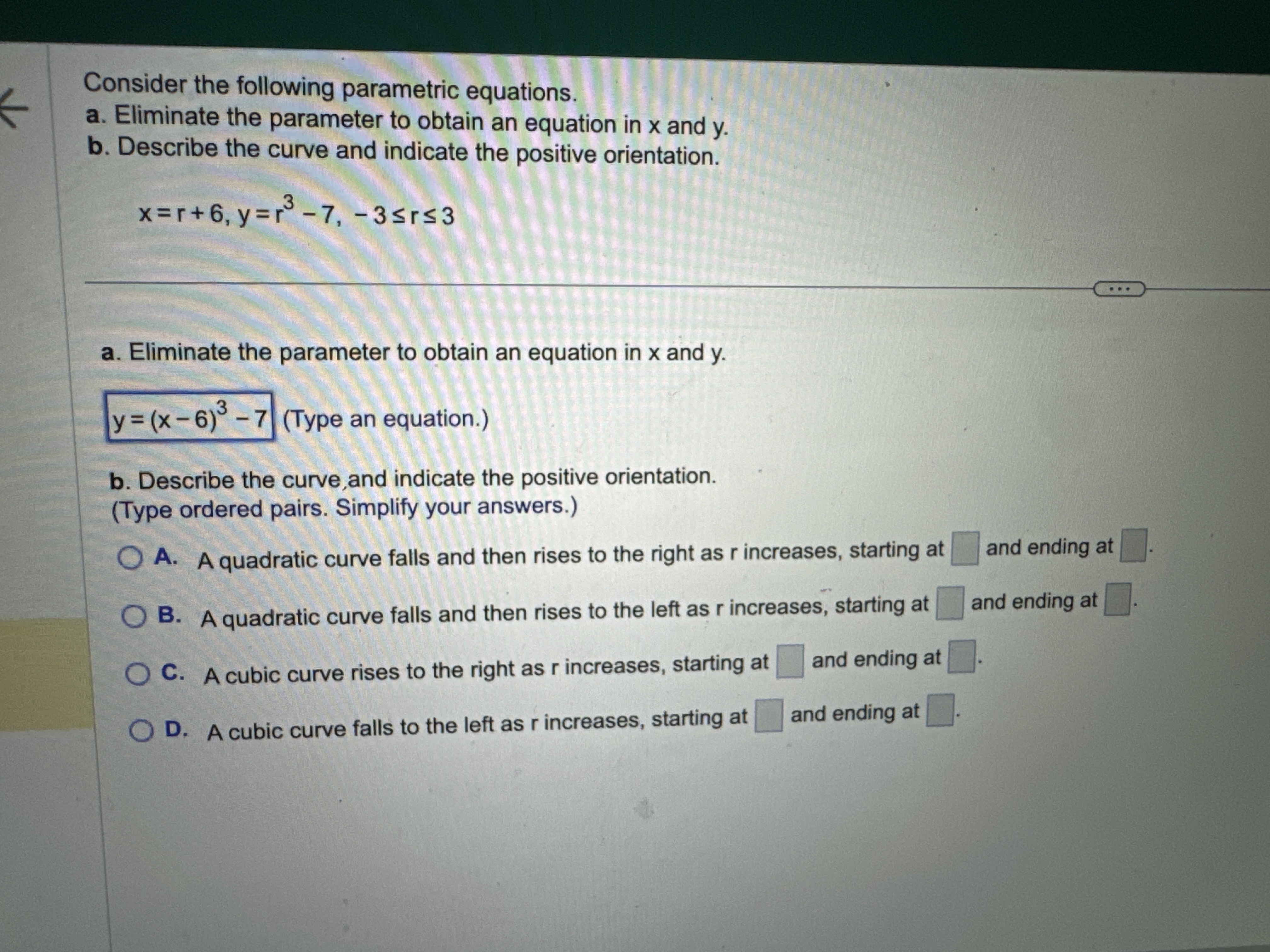 Solved Consider the following parametric equations.a. | Chegg.com