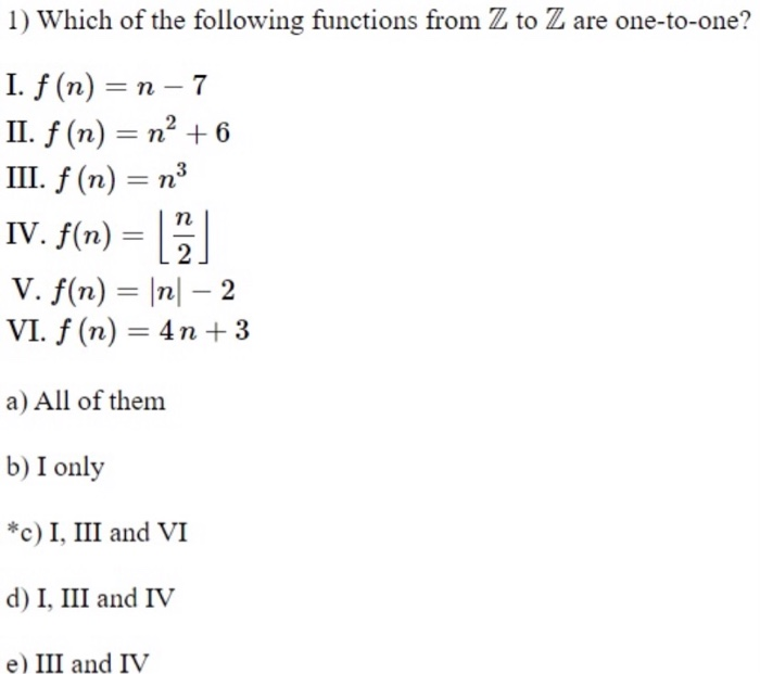 Solved 1) Which of the following functions from Z to Z are | Chegg.com