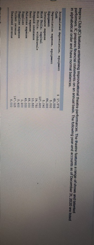 Solved Improv Club (I features entertaining Improvisational | Chegg.com