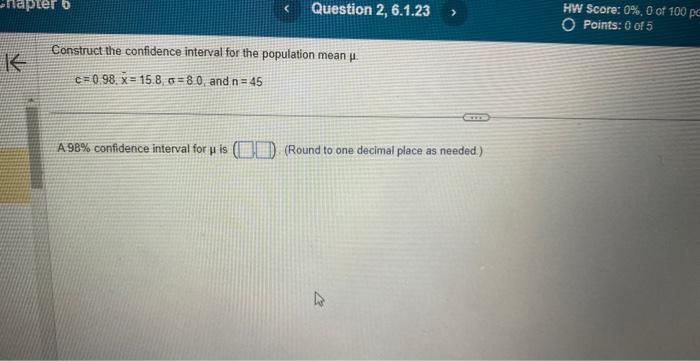 Solved Construct the confidence interval for the population | Chegg.com
