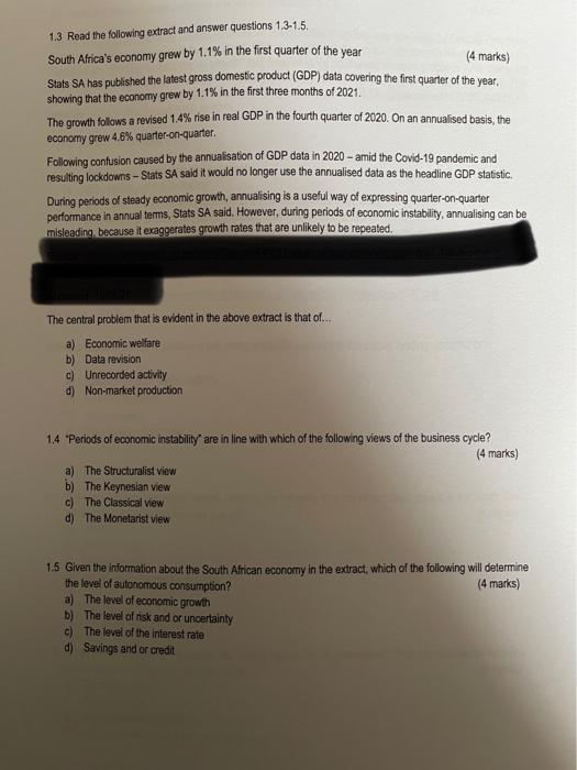 Solved SECTION A Answer ALL questions [100 MARKS] Choose the | Chegg.com